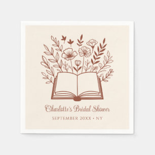 New Chapter Floral Book Terracotta Bridal Shower Napkin