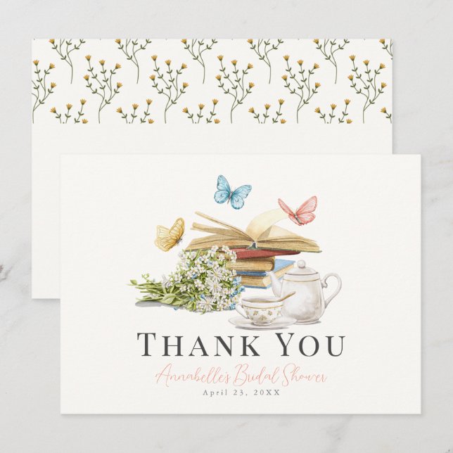 New Chapter Floral Bridal Shower Thank You Card (Front/Back)
