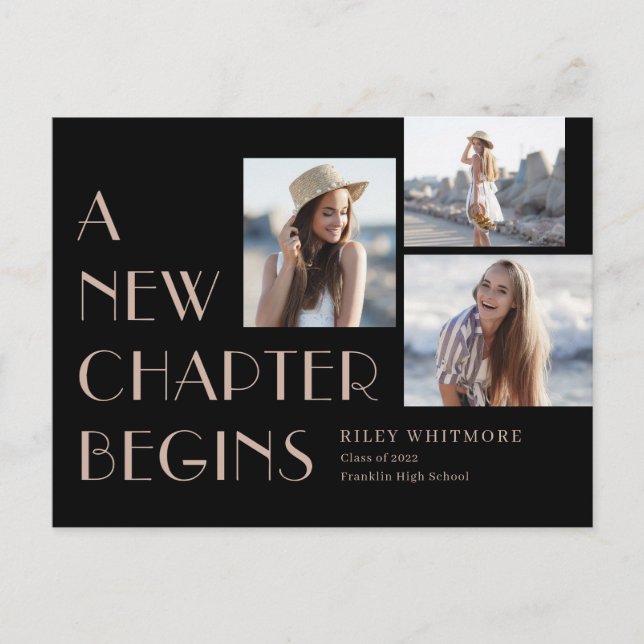 New Chapter Graduation Announcement Postcard (Front)
