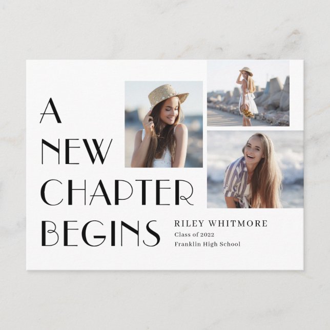 New Chapter Graduation Announcement Postcard (Front)