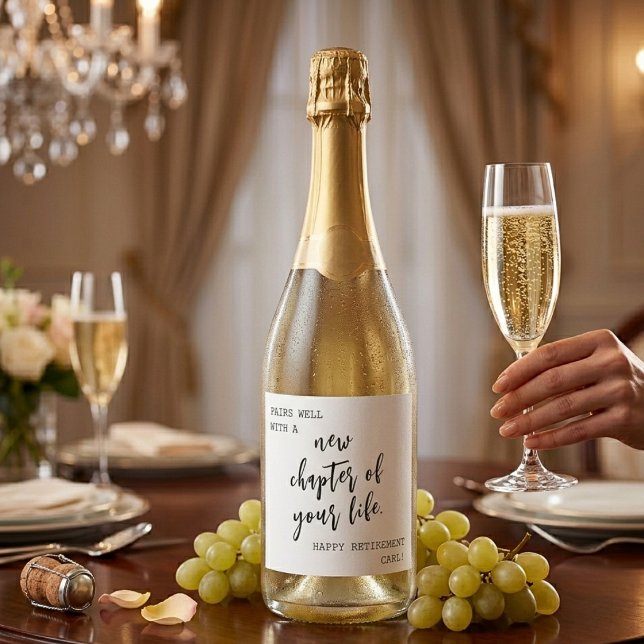 New Chapter Happy Retirement Custom Gift Sparkling Wine Label (New Chapter Happy Retirement Custom Gift Sparkling Wine Label)
