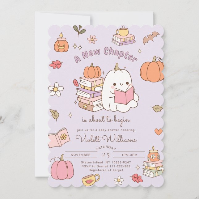 New Chapter Little Boo Autumn Fall Baby Shower Invitation (Front)
