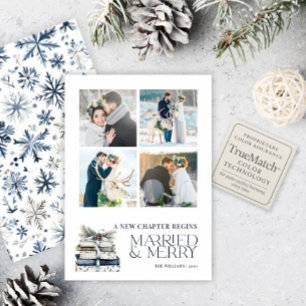 New Chapter Married & Merry Blue Snowflake 4 Photo Holiday Card