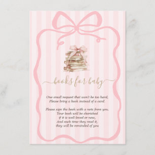 New Chapter Pink Bow Stripes Baby Shower Enclosure Card