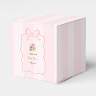 New Chapter Pink Bow Stripes Baby Shower Favor Box