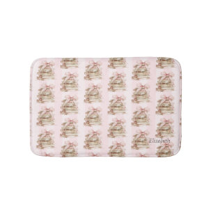 New Chapter Pink Bow Stripes Bath Mat