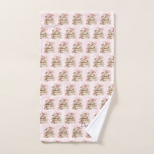 New Chapter Pink Bow Stripes Bath Towel Set