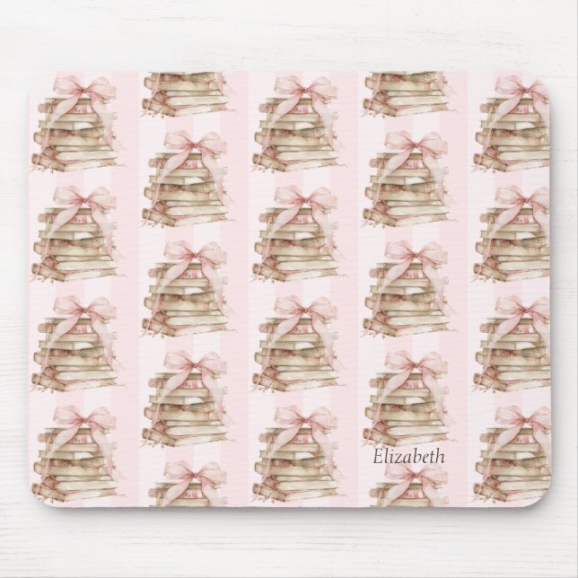 New Chapter Pink Bow Stripes Mouse Pad (Front)