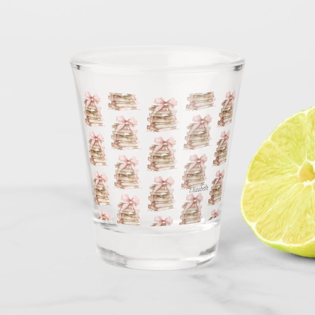 New Chapter Pink Bow Stripes Shot Glass (Front)