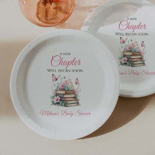 New Chapter Pink Girl Storybook Book Baby Shower Paper Plate