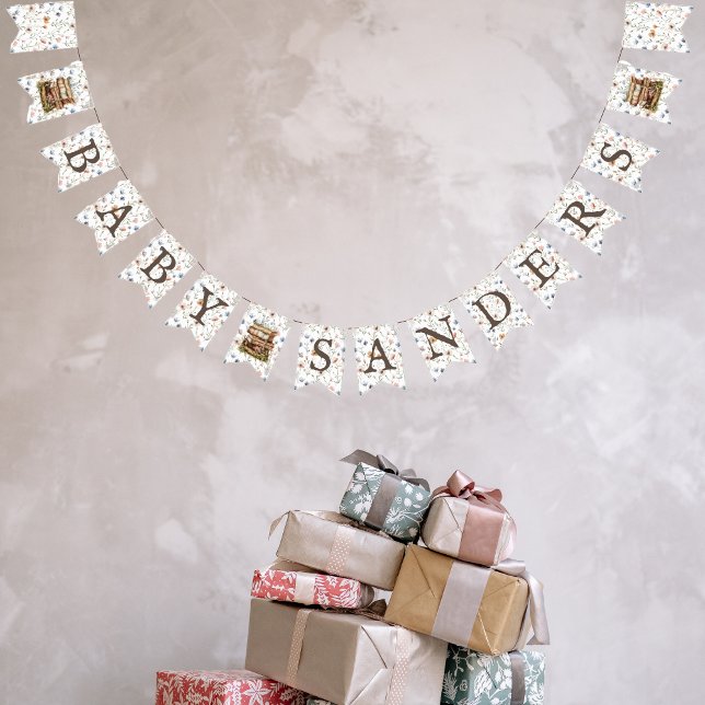 New Chapter - Stack of books wildflowers 'Baby X' Bunting Flags (Creator Uploaded)