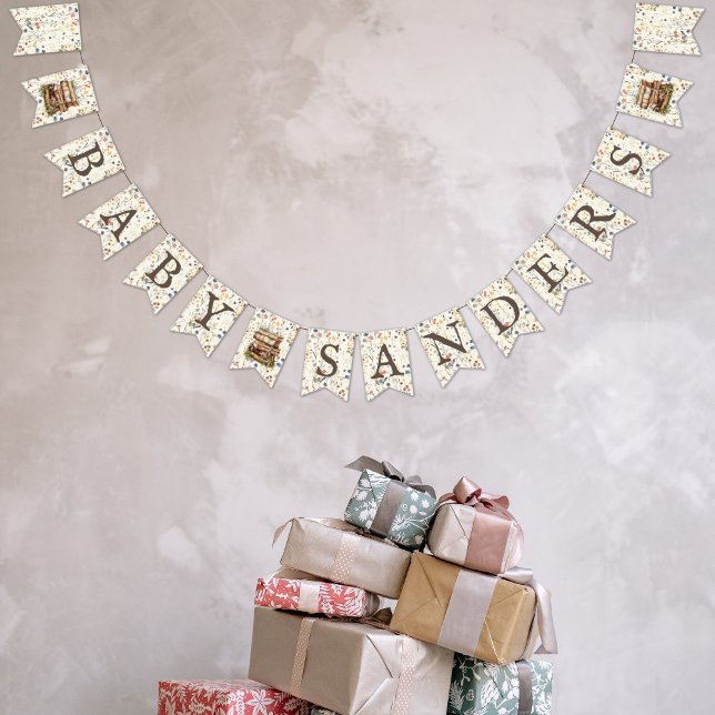 New Chapter - Stack of books wildflowers 'Baby X' Bunting Flags (Creator Uploaded)