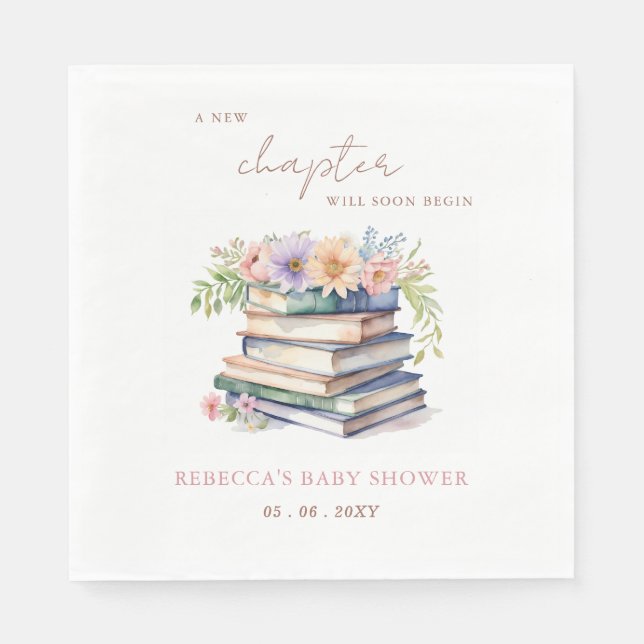 New Chapter Story book Gender Neutral Baby Shower Napkin (Front)