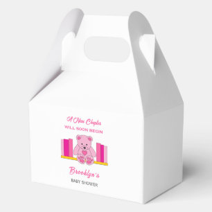 New Chapter Storybook Baby Shower Pink Teddy Bear Favor Box