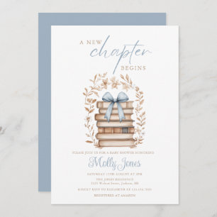 New Chapter Storybook Blue Baby Shower All In One Invitation