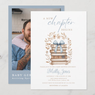 New Chapter Storybook Blue Baby Shower Photo Invitation
