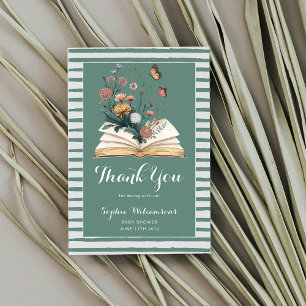 New Chapter Storybook Book Flowers Baby Shower Thank You Card