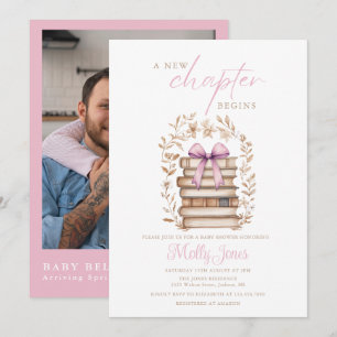 New Chapter Storybook Pink Baby Shower Photo Invitation