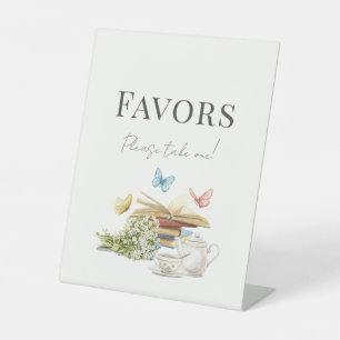New Chapter Tea Book Baby Shower Favours Pedestal Sign