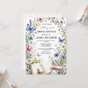 New Chapter Tea Butterflies Book Bridal Shower Invitation
