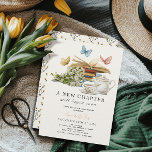 New Chapter Tea Set Butterflies Book Baby Shower Invitation<br><div class="desc">This elegant "a new chapter will begin soon" baby shower/brunch/tea party invitation features a cream background with a piles of books, butterflies, a flower bouquet, teapot and teacup in watercolor. The reverse side features a cream background with floral pattern. Personalize it for your needs. You can find matching products at...</div>