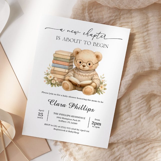 New Chapter Teddy Bear Storybook Baby Shower Invitation (Creator Uploaded)