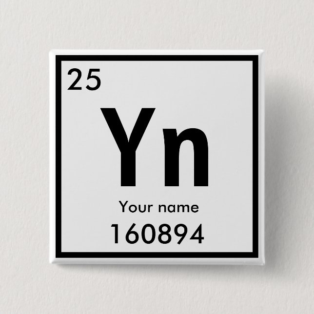 New chemical Element 2 Inch Square Button (Front)