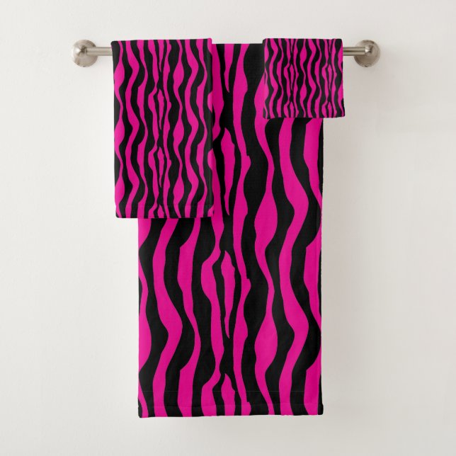 *New* Chic Pink Zebra Print Towel Set (Insitu)