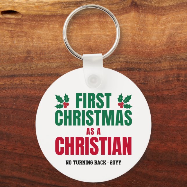 NEW CHRISTIAN FIRST CHRISTMAS KEYCHAIN (Front)
