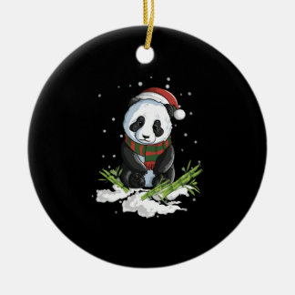 New christmas panda snow winter christmas ceramic ornament