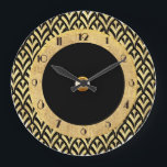 New Circular Art Deco Style Large Clock<br><div class="desc">I created this art deco style circular clock using an art deco pattern in gold and black for the outer circle. Also a Black and Gold inner circle. I added "Park Lane" Font for the clock face numerals. I feel this makes a sophisticated clock for any home. Could you see...</div>
