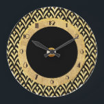 New Circular Art Deco Style Large Clock<br><div class="desc">I created this art deco style circular clock using an art deco pattern in gold and black for the outer circle. Also a Black and Gold inner circle. I added "Park Lane" Font for the clock face numerals. I feel this makes a sophisticated clock for any home. Could you see...</div>