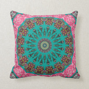 New City Kaleidoscope Teal and Fuchsia Pillow