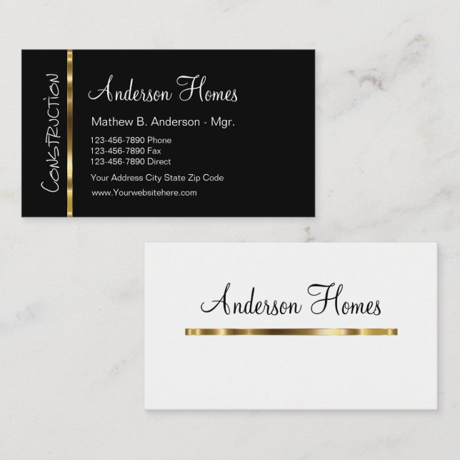 New Classy Home Builder Business Cards (Front/Back)