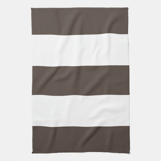 New Cocoa Brown & White Stripe Kitchen Towel Gift (Vertical)