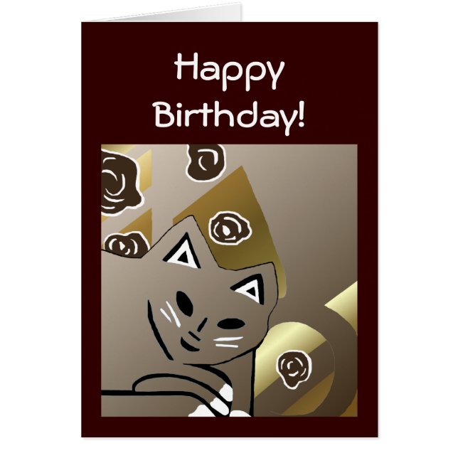 New Cocoa Cat Art Birthday Card Gift (Front)