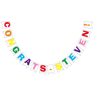 NEW! Congrats Party Banner - 16 Flags and String