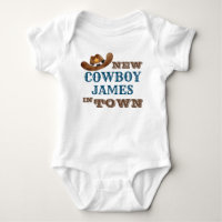 New cowboy in town personalized name baby