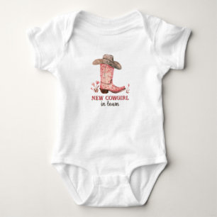 New Cowgirl in Town Pink Boots Cute Western Baby Bodysuit