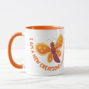 New creation cute butterfly cartoon bible verse mug