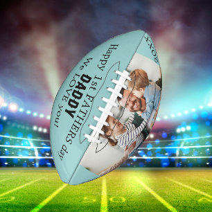 New Dad 1st Fathers Day Blue Football Personalize