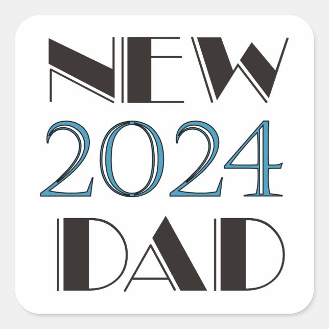 New Dad 2024 Square Sticker (Front)