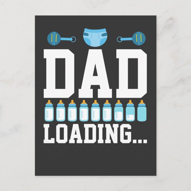 New Dad Baby Loading Diaper Pregnancy Announcement Postcard (Front)