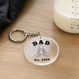 New Dad Baby Shoulder Line Art Keychain