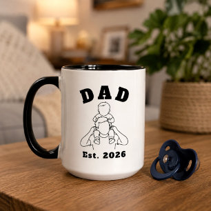 New Dad Baby Shoulder Line Art Mug