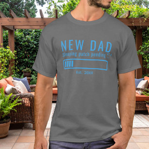 New Dad Battery Running Low Bright Blue Est Year T-Shirt