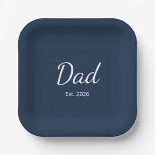 New Dad Blue Minimalist Father's Day Party Paper Plate