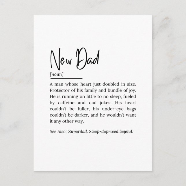 New Dad Definition – Funny and Heartwarming Quote Postcard (Front)