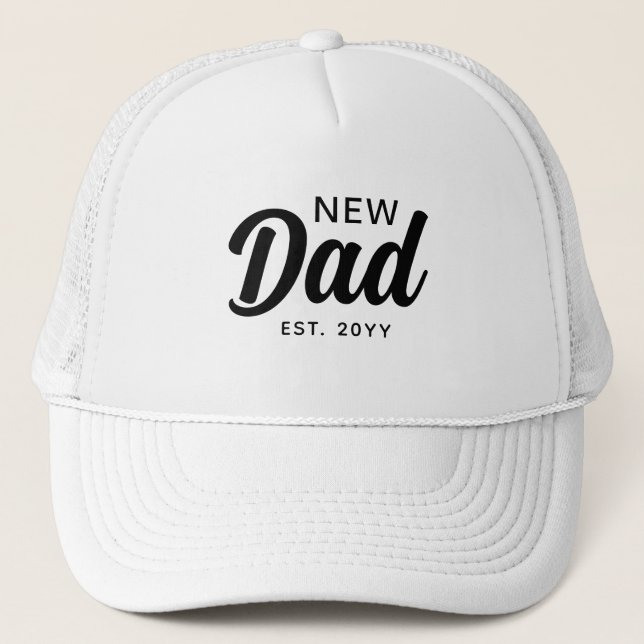 New Dad Established Year Custom Trucker Hat (Front)