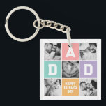New Dad First Father's Day Family Photo Grid Keychain<br><div class="desc">Personalized Father's Day gift for your dad to celebrate Father's Day. Whether it's for a new dad, stepdad, old and classic dad, or dad-to-be, the custom text function will get you covered. You can change the text to your desired wording and upload your own custom photo. Get something memorable and...</div>